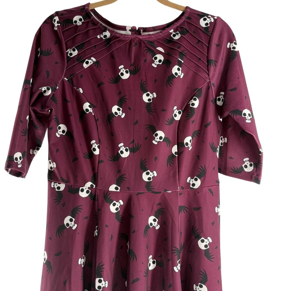 Corpse Bride x Unique Vintage Dress Flying Skulls Stephanie Flare XL - Picture 6 of 9